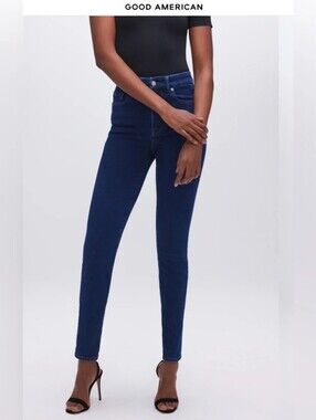 Good American Good Waist Skinny Jeans Blue821 High Rise GWAF478T Size 6-12